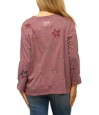 Karyn Seo Malesa Star Embroidered Round Neck Long Sleeve Top