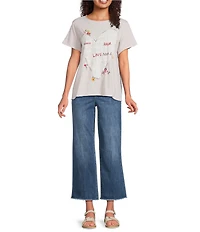 Karyn Seo Penni Knit Heart Embroidered Crew Neck Short Sleeve Oversized Tee
