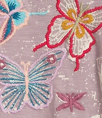 Karyn Seo Sariah Knit Free To Fly Graphic Crew Neck Short Sleeve Oversized Tee