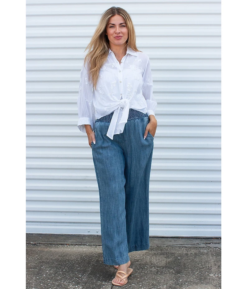 Karyn Seo Smocked Waist Wide Leg Pants