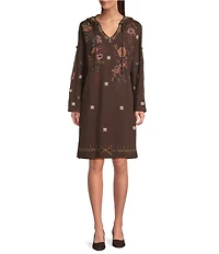Karyn Seo Tai Floral And Geometric Embroidered Hooded Long Sleeve Shift Dress