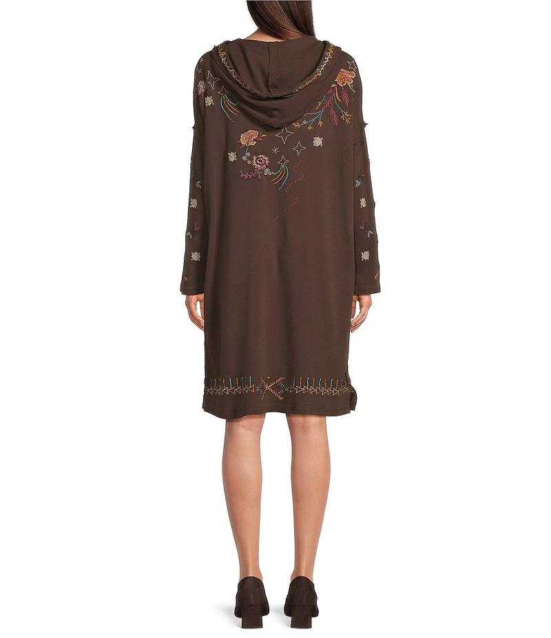 Karyn Seo Tai Floral And Geometric Embroidered Hooded Long Sleeve Shift Dress