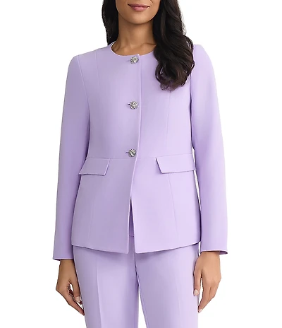 Kasper 3 Button Long Sleeves Peplum Jacket