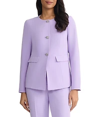 Kasper 3 Button Long Sleeves Peplum Jacket