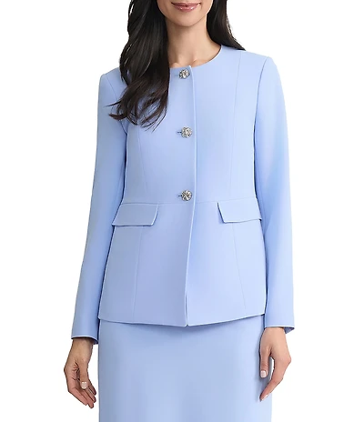 Kasper 3 Button Long Sleeves Peplum Jacket