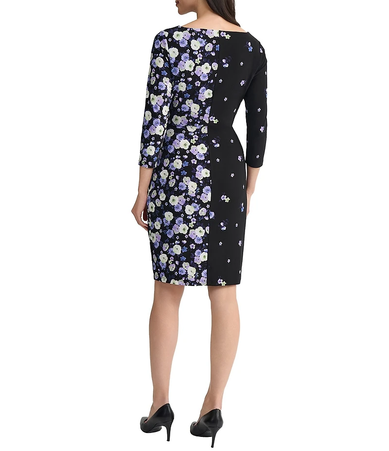 Kasper 3/4 Sleeve Floral Print Dress