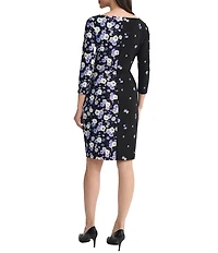 Kasper 3/4 Sleeve Floral Print Dress