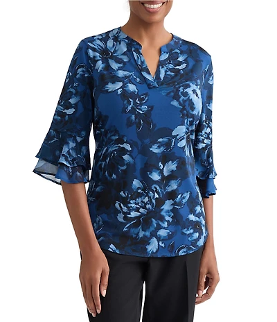 Kasper 3/4 Sleeve Printed Blouse