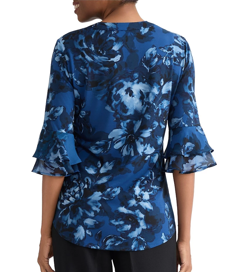 Kasper 3/4 Sleeve Printed Blouse