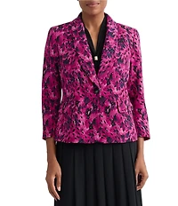 Kasper 3/4 Sleeve Printed One Button Jacket