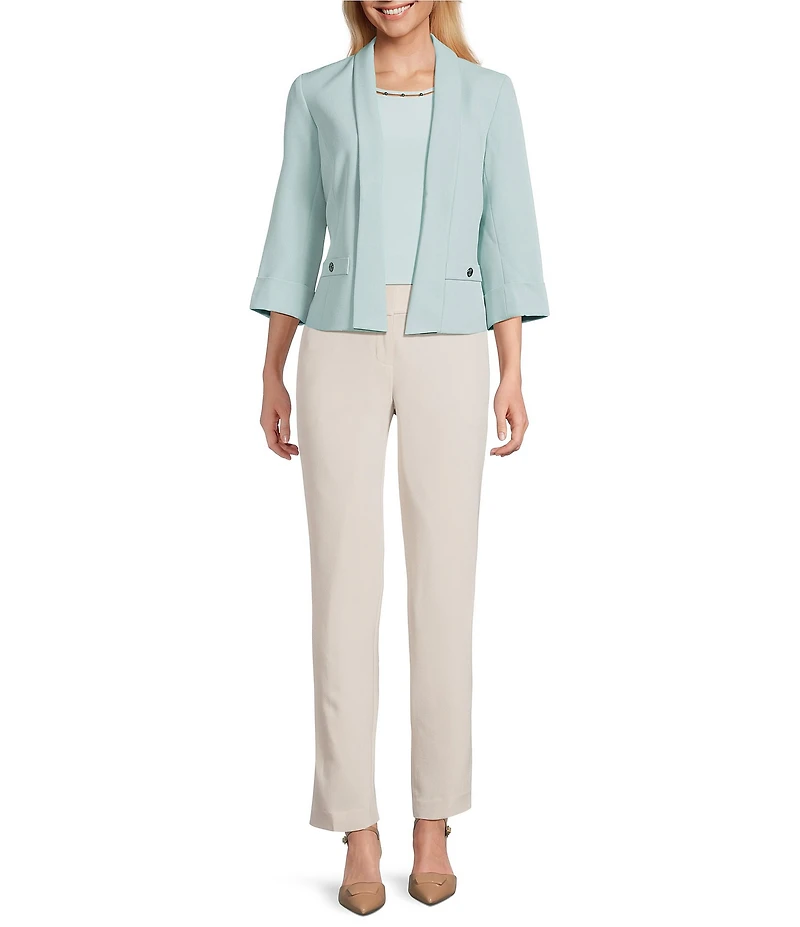 Kasper Beaded Round Neck Cap Sleeve Top