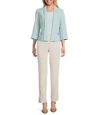 Kasper Beaded Round Neck Cap Sleeve Top