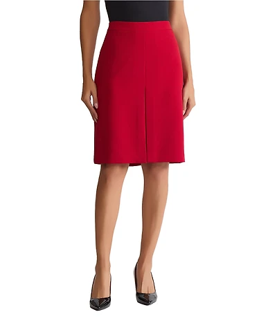 Kasper Box Pleat Front Crepe A-Line Skirt
