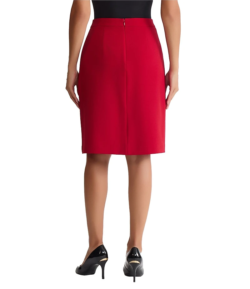 Kasper Box Pleat Front Crepe A-Line Skirt