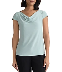Kasper Cap Sleeve Cowl Neck Blouse