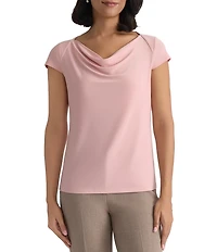Kasper Cap Sleeve Cowl Neck Blouse