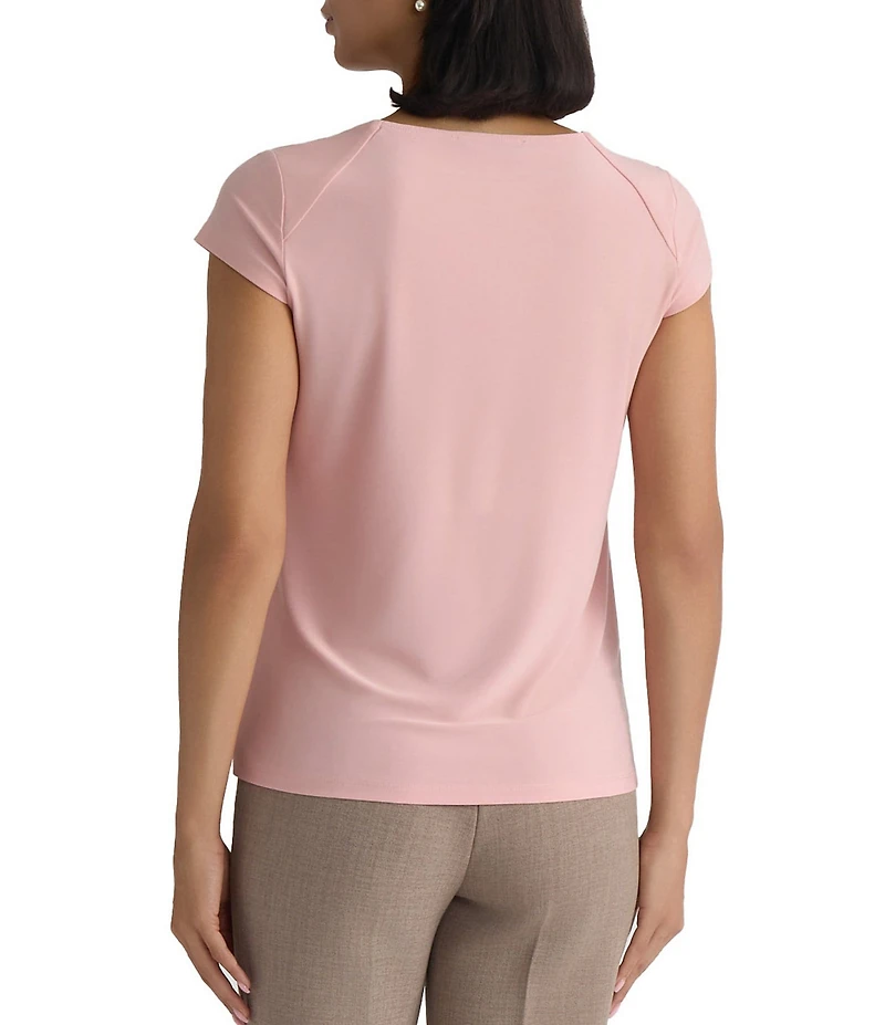 Kasper Cap Sleeve Cowl Neck Blouse