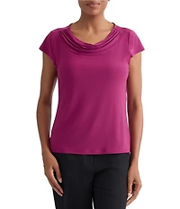 Kasper Cap Sleeve Cowl Neck Top