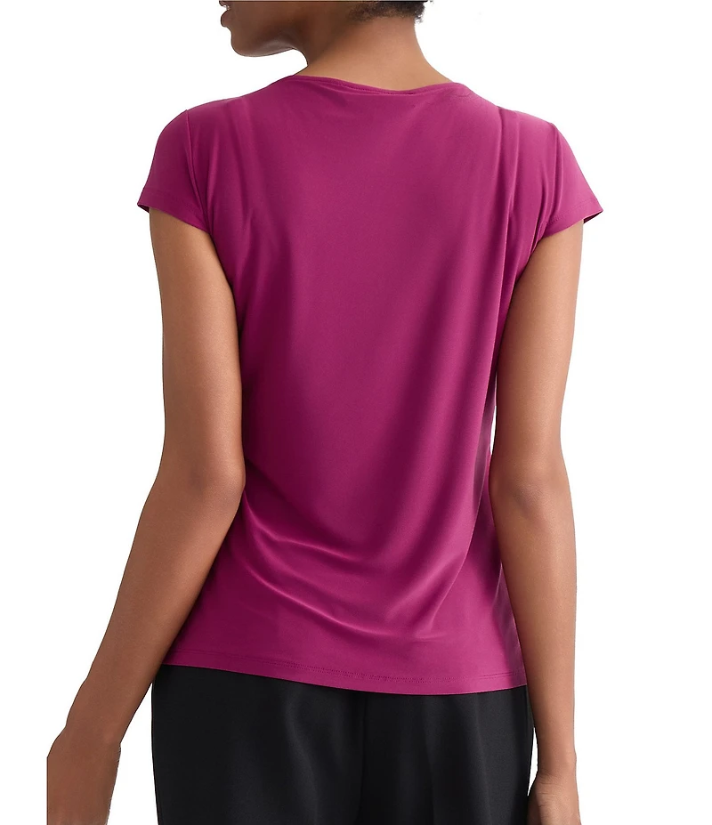 Kasper Cap Sleeve Cowl Neck Top