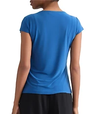 Kasper Cap Sleeve Cowl Neck Top
