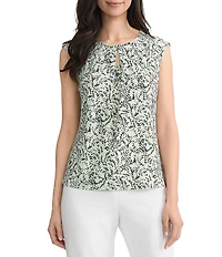 Kasper Cap Sleeve Keyhole Cami Blouse