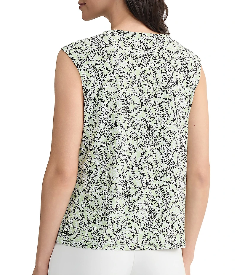 Kasper Cap Sleeve Keyhole Cami Blouse