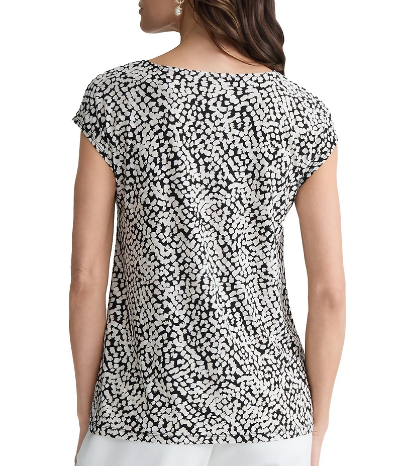 Kasper Cap Sleeve Printed Blouse