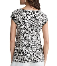 Kasper Cap Sleeve Printed Blouse