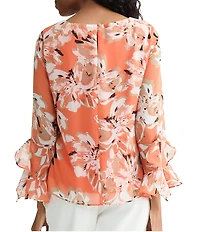Kasper Cascade Ruffle Sleeve Blouse