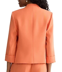 Kasper Collarless 3/4 Sleeve Stretch Crepe Jacket