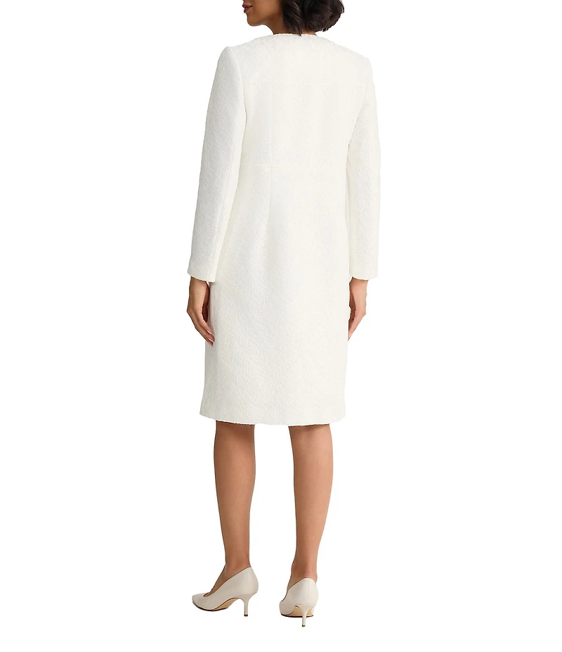 Kasper Collarless Bonded Lace Long Sleeve Topper