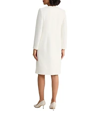 Kasper Collarless Bonded Lace Long Sleeve Topper