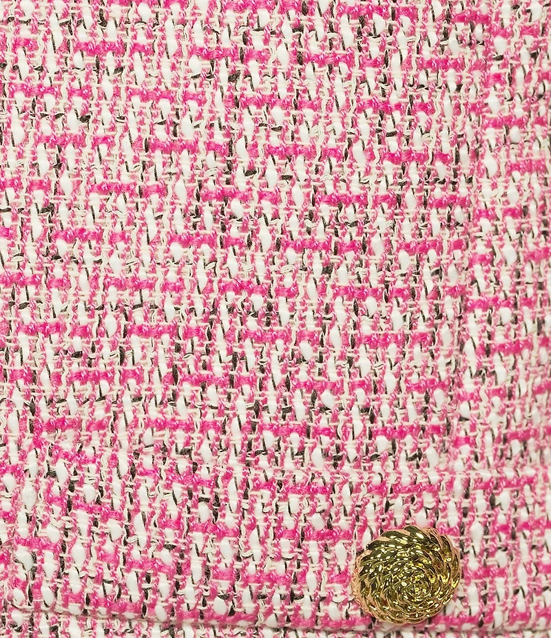 Kasper Collarless Long Sleeve Tweed Jacket