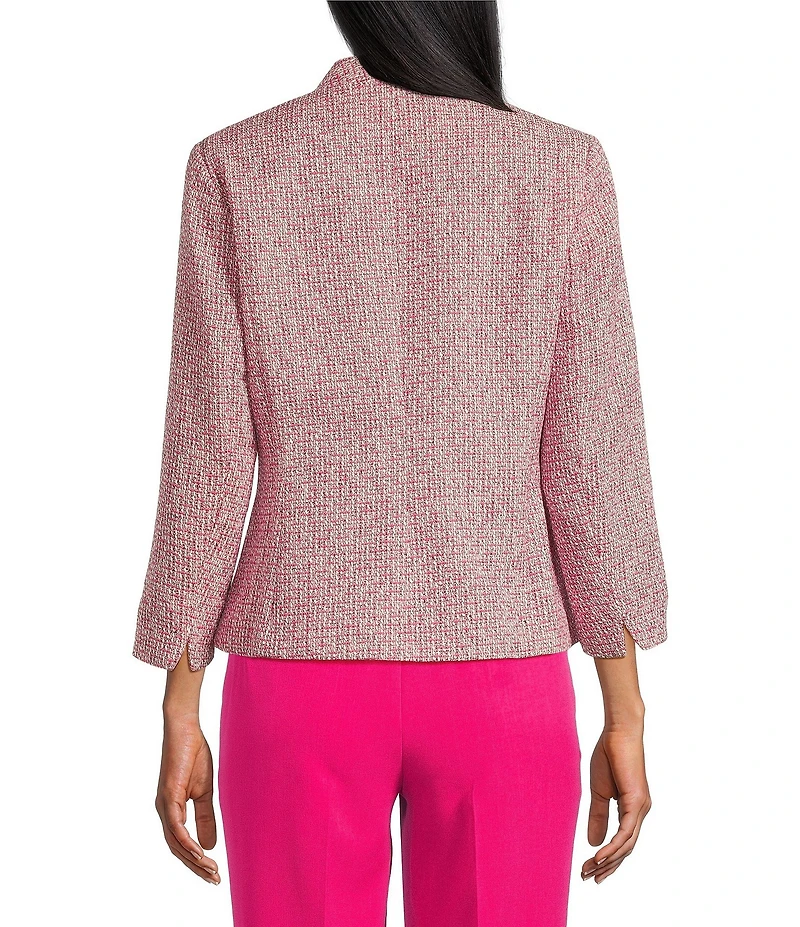 Kasper Collarless Long Sleeve Tweed Jacket