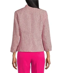 Kasper Collarless Long Sleeve Tweed Jacket