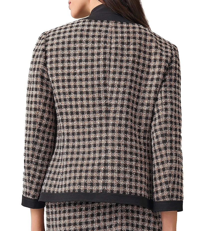 Kasper Combo Framed Collarless Long Sleeve Patch Pocket Jacket