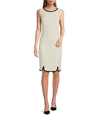 Kasper Combo Round Neck Sleeveless Sheath Princess Seam Dress
