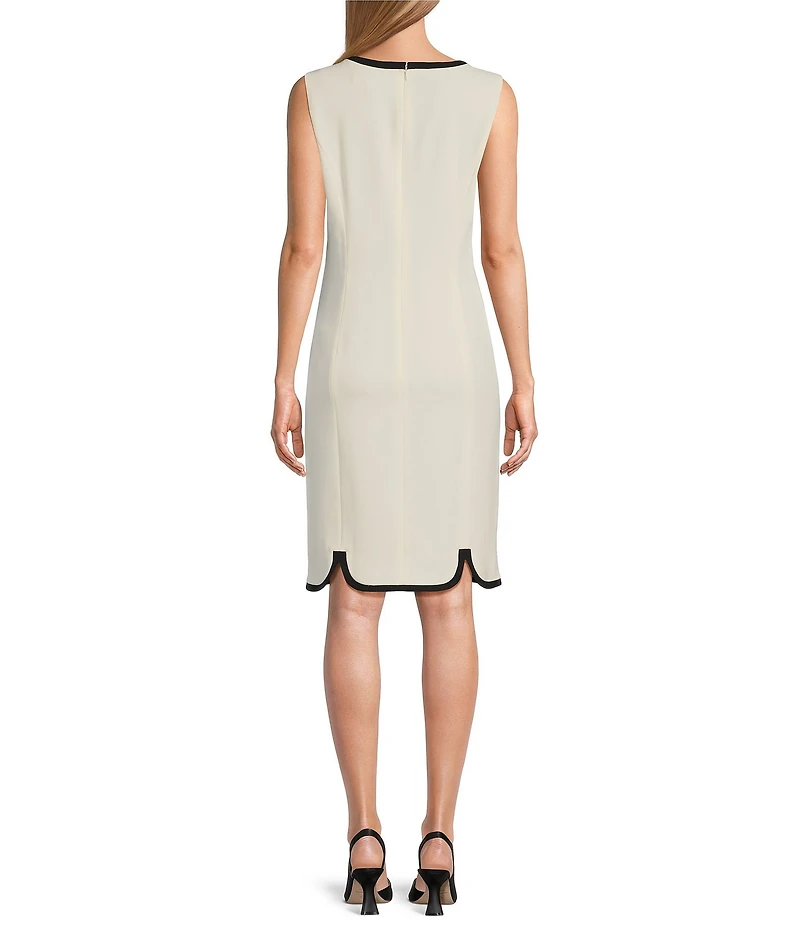 Kasper Combo Round Neck Sleeveless Sheath Princess Seam Dress