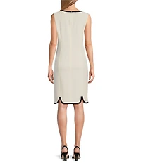 Kasper Combo Round Neck Sleeveless Sheath Princess Seam Dress