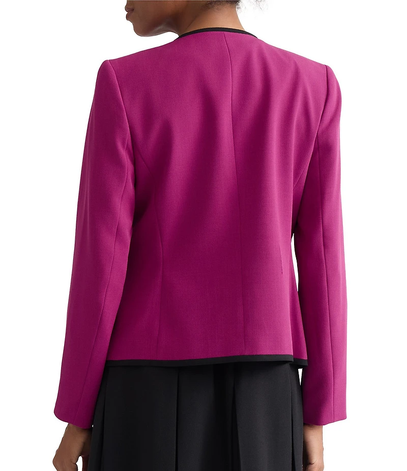 Kasper Contrast Trim Open Front Blazer