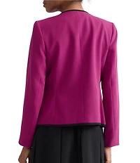 Kasper Contrast Trim Open Front Blazer