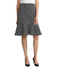 Kasper Coordinating Dotted Jacquard Slim To Flounce Midi Skirt
