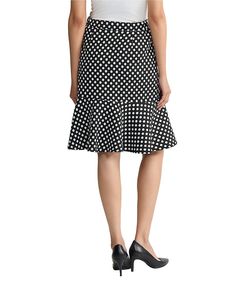Kasper Coordinating Dotted Jacquard Slim To Flounce Midi Skirt
