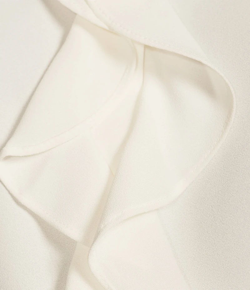 Kasper Crepe Band Neck Sleeveless Ruffle Blouse