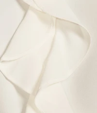 Kasper Crepe Band Neck Sleeveless Ruffle Blouse
