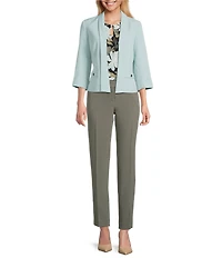 Kasper Crepe Fly Front Slim Leg Pants