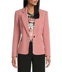 Kasper Crepe Notch Collar 1-Button Jacket