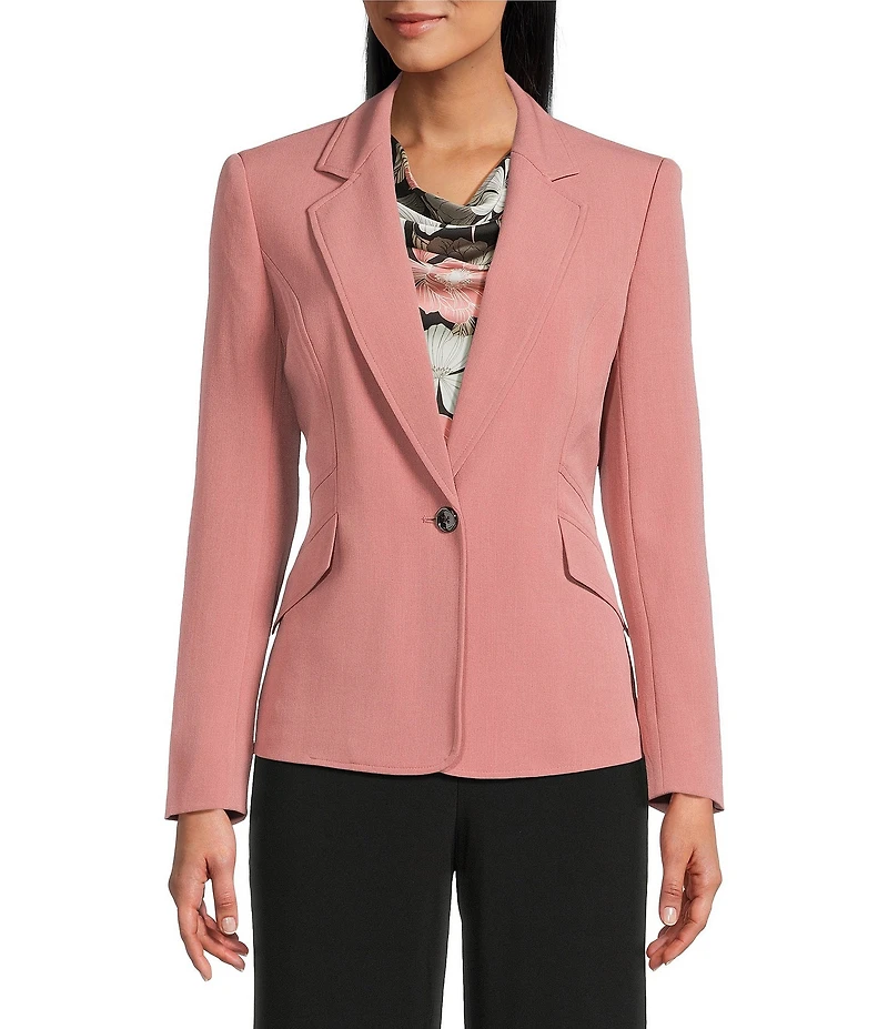 Kasper Crepe Notch Collar 1-Button Jacket