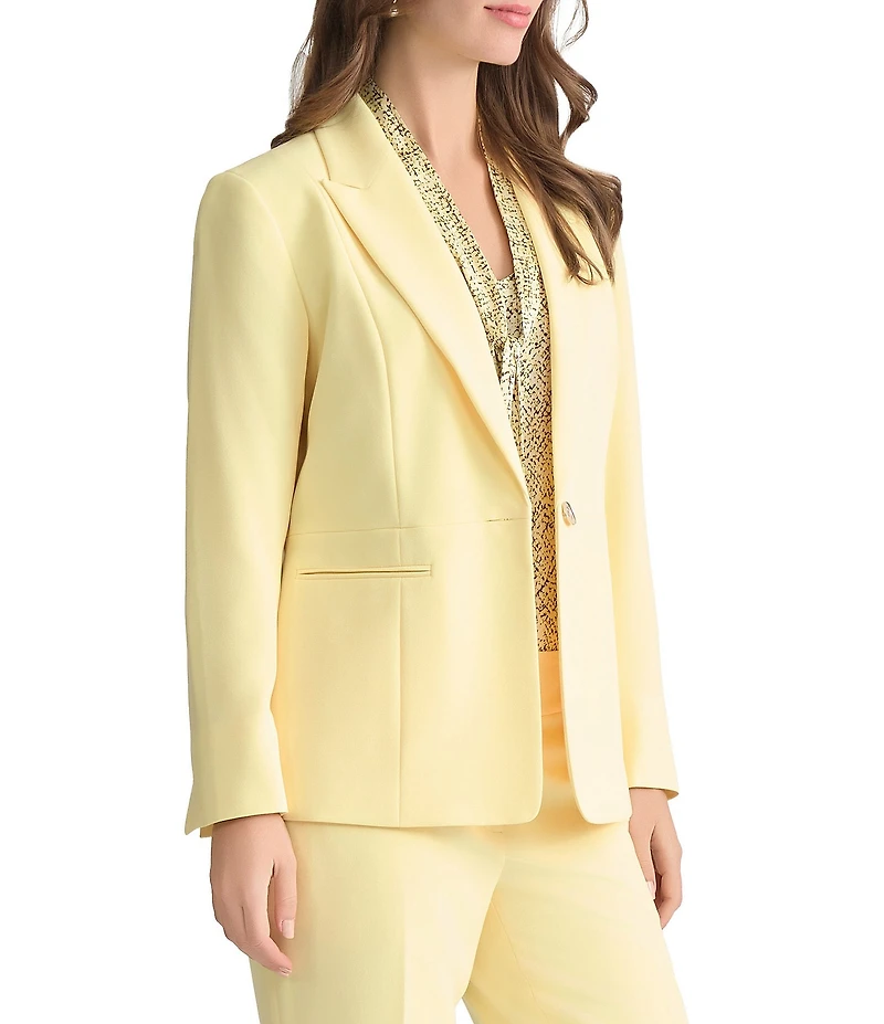 Kasper Crepe One Button Notch Lapel Blazer