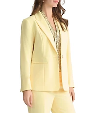 Kasper Crepe One Button Notch Lapel Blazer